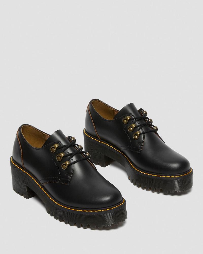 Zapatos Casuales Dr Martens Leona Lo Vintage Smooth Cuero Tacón Mujer Negros | MX 667CTV